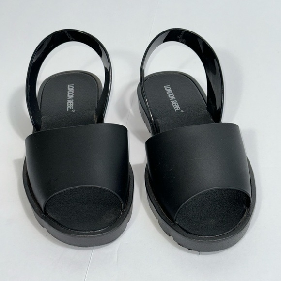 London Rebel black slingback jelly flat sandals size 7 - Picture 3 of 9
